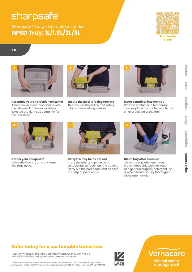Sharpsafe IFU Poster NPSD Tray Image